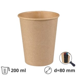 Čaša papirnata 1-sl 200 (250)  ml d=80 mm kraft SUP, 50 kom