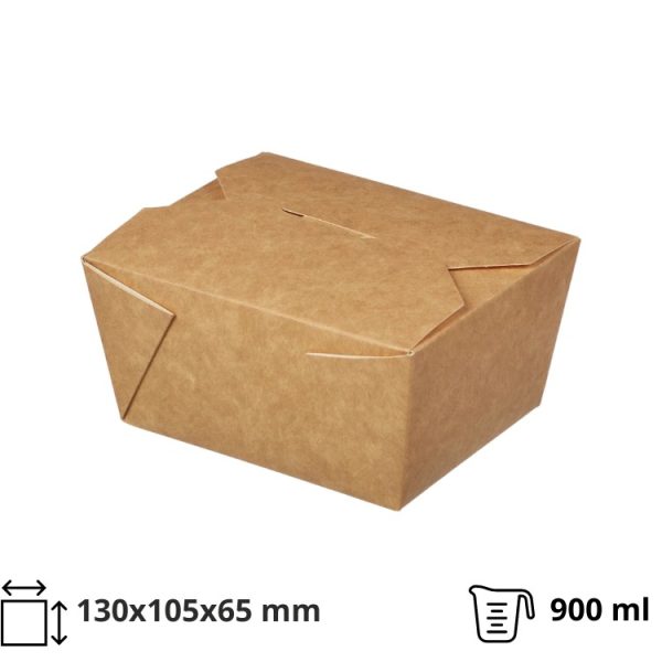 Kartonska kutija Take Away 900 ml 130x105x65 mm kraft 50 kom