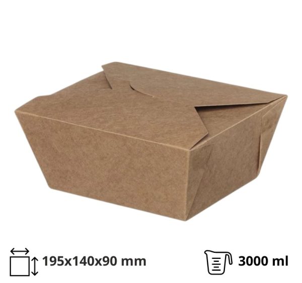 Kartonska kutija 3000 ml 195x140x90 mm kraft 50 kom