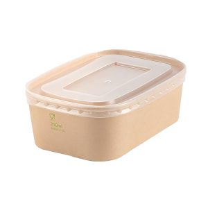 Papirnata posuda 750 ml 170х120х60mm kraft s poklopcem [50 kom/pak]