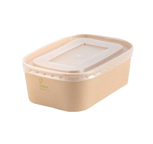 Papirnata posuda 750 ml 170х120х60mm kraft s poklopcem [50 kom/pak]