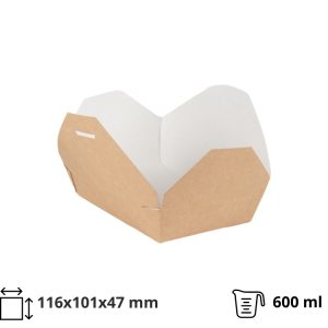 Kartonska kutija 600 ml 116x101x47 mm kraft/bela 50 kom