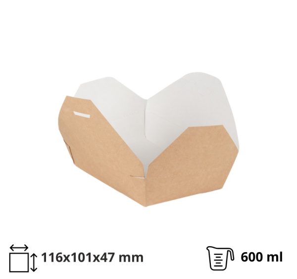 Kartonska kutija 600 ml 116x101x47 mm kraft/bela 50 kom