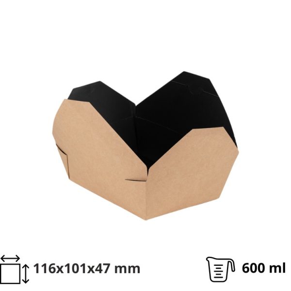 Kartonska kutija 600 ml 116x101x47 mm kraft/crno 50 kom