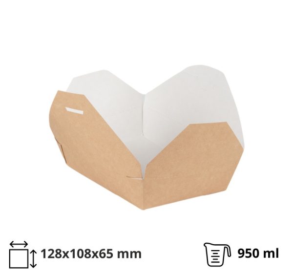 Kartonska kutija 950 ml 128x108x65 mm kraft/belo 50 kom
