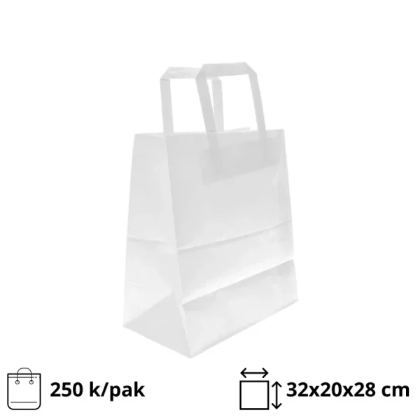 Papirna kesa sa plitkim ručkama 320x200x280 mm bela 250 kom