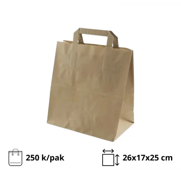 Papirna kesa sa plitkim ručkama 260x170x250 mm kraft