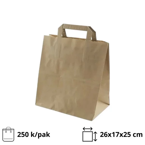Papirna kesa sa plitkim ručkama 260x170x250 mm kraft