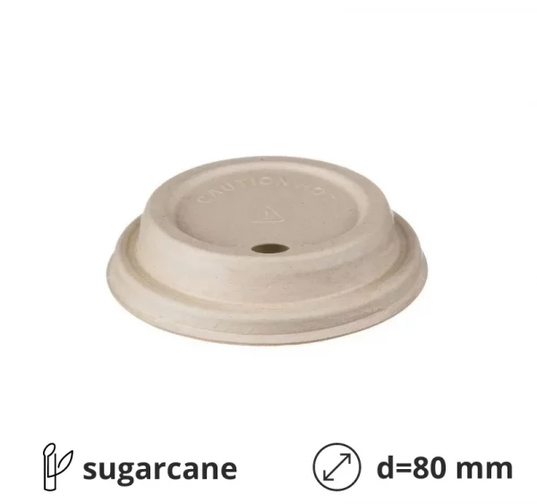 Poklopac sa otvorom šećerna trska d=80 mm, bež 50 kom