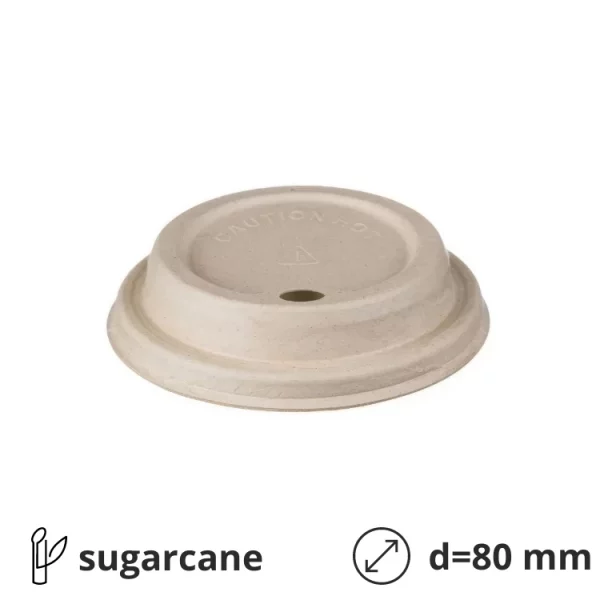 Poklopac sa otvorom šećerna trska d=80 mm, bež 50 kom