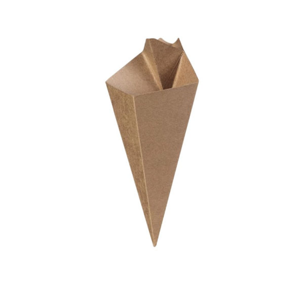 Posuda za pomfrit (s pregradom za umak) CHIP CONE kraft 50 kom