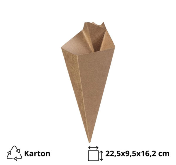 Posuda za pomfrit (s pregradom za umak) CHIP CONE kraft 50 kom