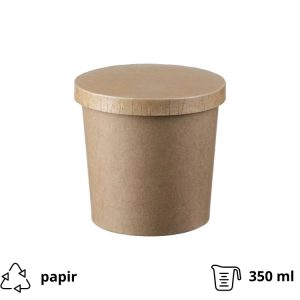 Kartonska posuda 340 ml d=90 mm h=85 mm kraft za poklopcem 50 kom/pak