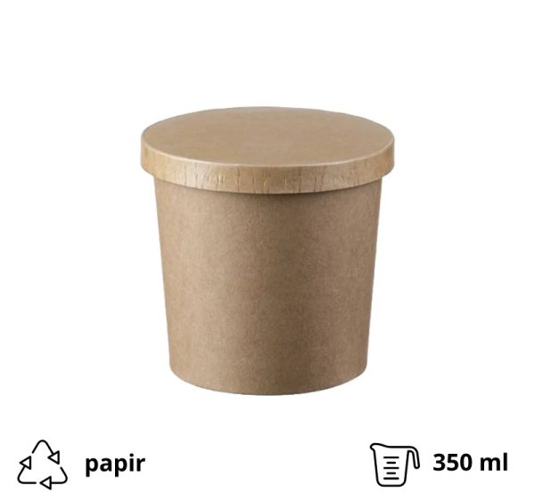 Kartonska posuda 340 ml d=90 mm h=85 mm kraft za poklopcem 50 kom/pak