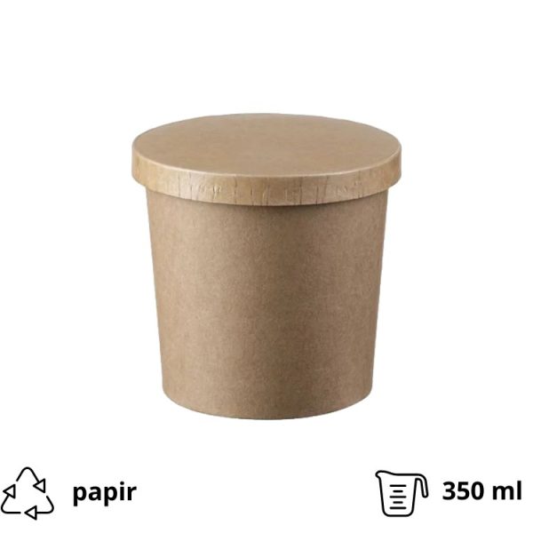 Kartonska posuda 340 ml d=90 mm h=85 mm kraft za poklopcem 50 kom/pak