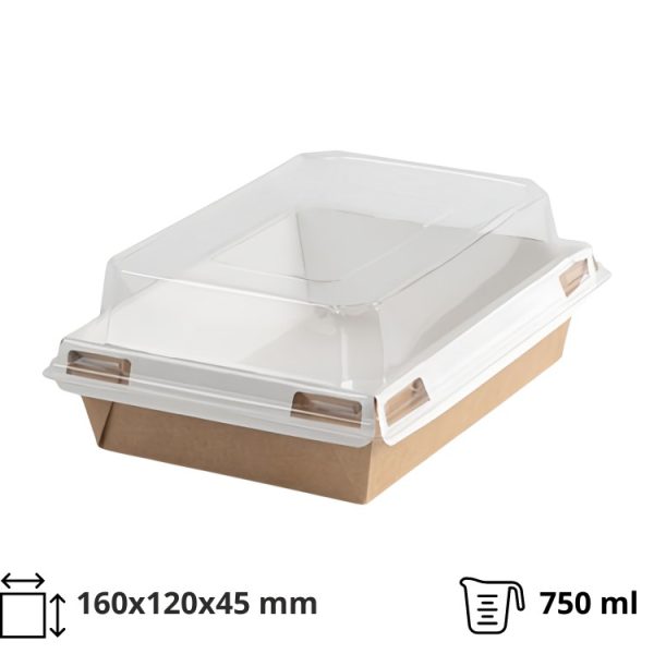 Papirnata posuda 750 ml 160×120х45 mm kraft/bela 560 kom