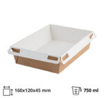 Papirnata posuda 750 ml 160×120х45 mm kraft/bela bez poklopca 560 kom