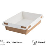 Papirnata posuda 750 ml 160x120х45 mm kraft/bela bez poklopca 560 kom