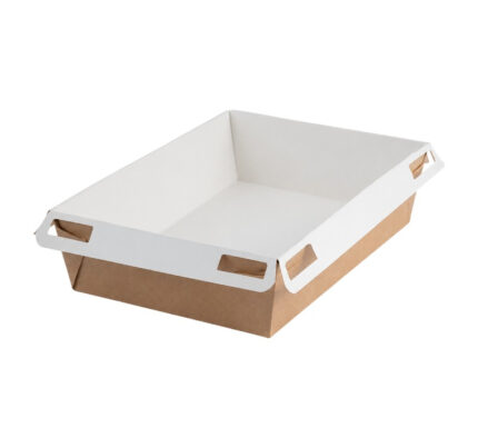 Papirnata posuda 750 ml 160×120х45 mm kraft/bela bez poklopca 560 kom