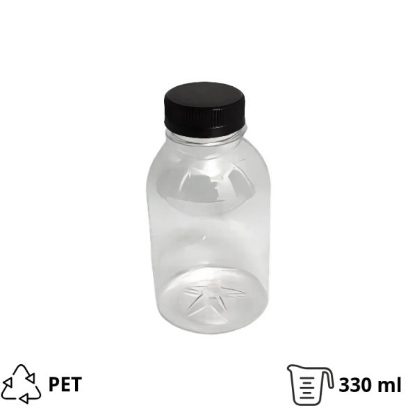 Flaša PET 0,33 litara sa crnim poklopcem d=38 mm, 300 kom