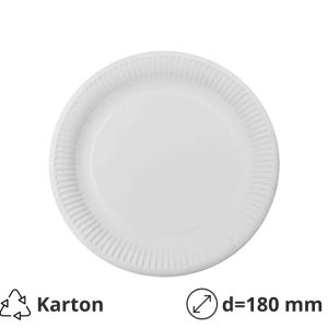 Papirni tanjir d=180 mm bijeli laminiran 50 kom
