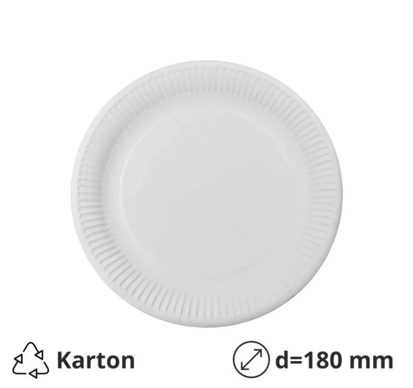 Papirni tanjir d=180 mm bijeli laminiran 50 kom