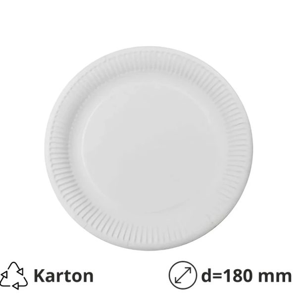 Papirni tanjir d=180 mm bijeli laminiran 50 kom