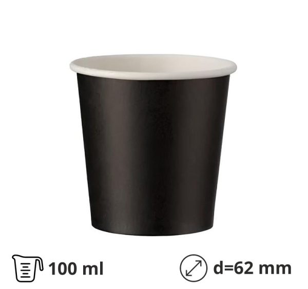 Papirna čaša 100 (120) ml d=62 mm 1-sloj, сrni SUP, 50 št