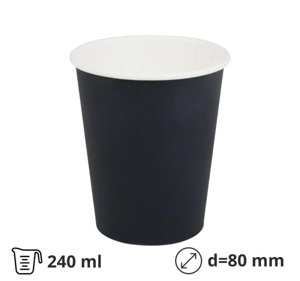Papirna čaša 240 (280)  ml d=80 mm 1-sloj, сrni SUP, 50 kom