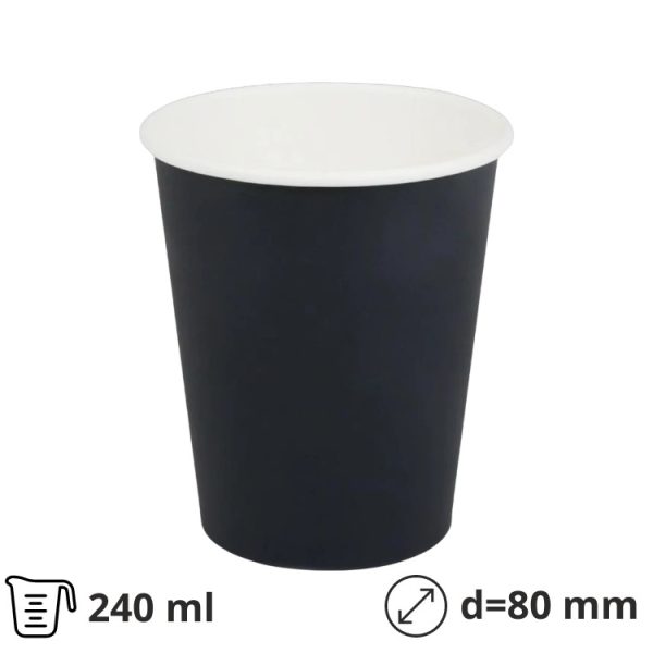 Papirna čaša 240 (280)  ml d=80 mm 1-sloj, сrni SUP, 50 kom