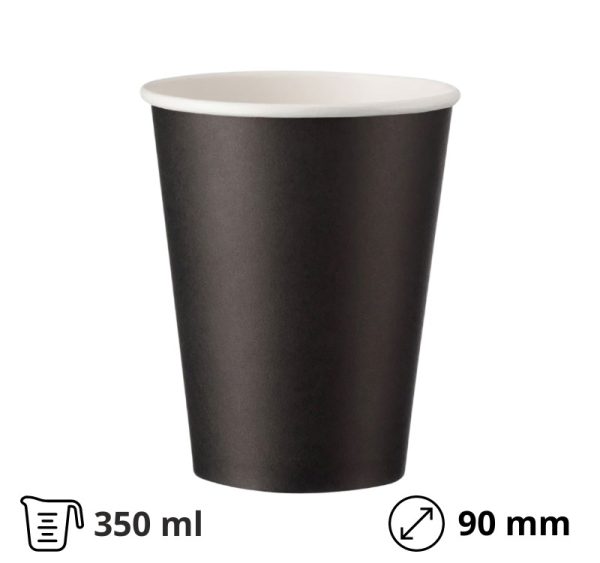 Čaša papirnata 1-sl 350 ml d=90 mm сrna SUP 50 kom