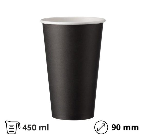 Čaša papirnata 1-sl 450 ml d=90 mm crna SUP 50 kom