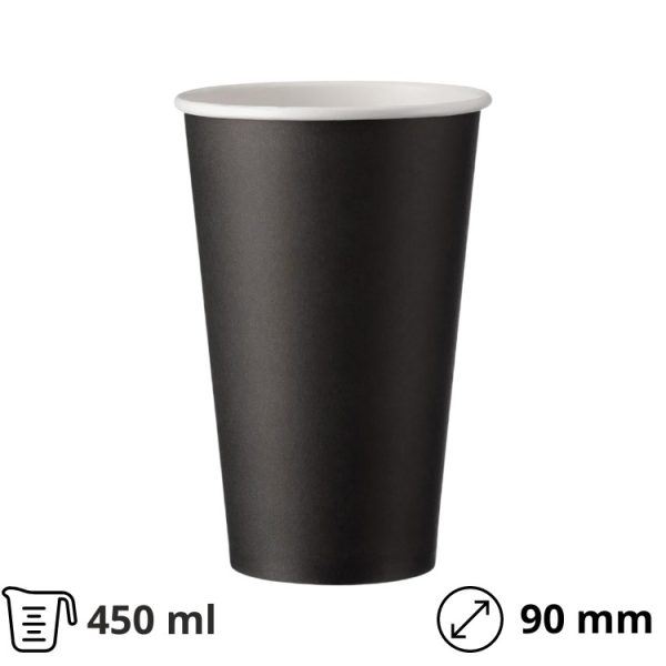 Čaša papirnata 1-sl 450 ml d=90 mm crna SUP 50 kom