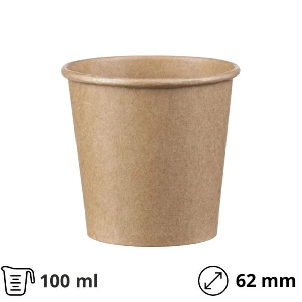 Čaša papirnata 1-sl 100 ml d=62 mm kraft SUP 50 kom
