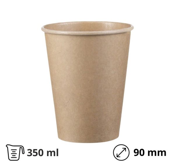 Čaša papirnata 1-sl 350 ml d=90 mm kraft SUP 50 kom