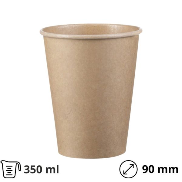 Čaša papirnata 1-sl 350 ml d=90 mm kraft SUP 50 kom