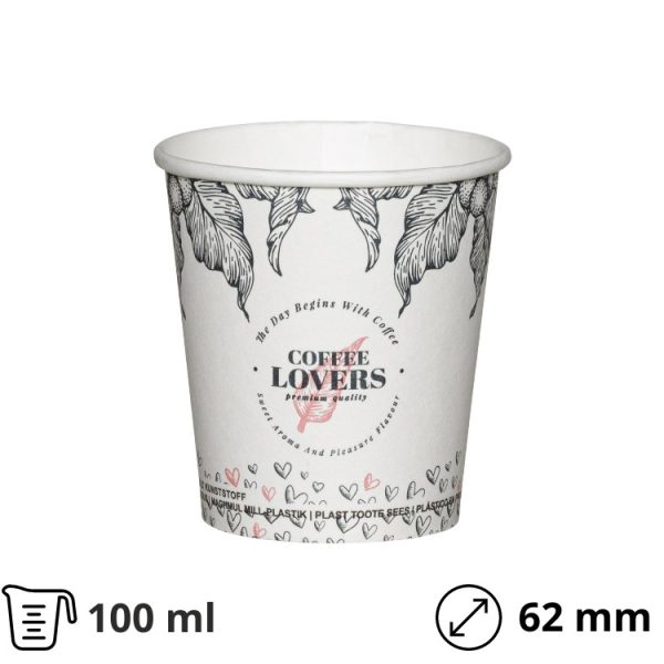 Čaša papirnata 1-sl 100 ml d=62 mm bela SUP 50 kom