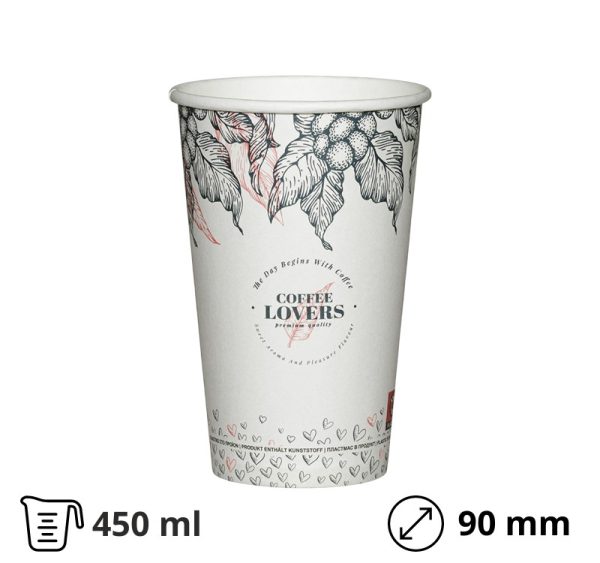 Čaša papirnata 1-sl 450 ml d=90 mm Coffee Lovers SUP 50 kom
