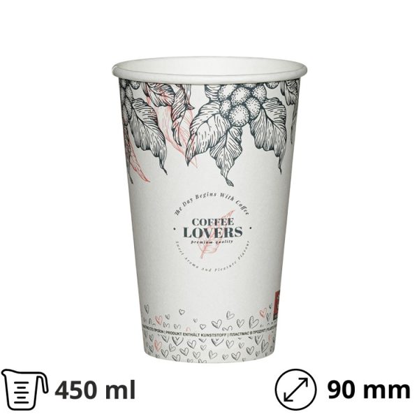 Čaša papirnata 1-sl 450 ml d=90 mm Coffee Lovers SUP 50 kom