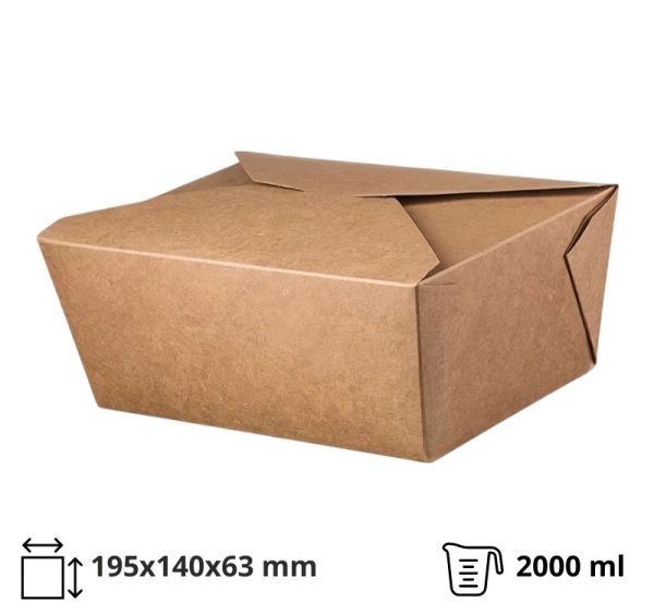 Kartonska kutija 2000 ml 195x140x63 mm kraft 50 kom