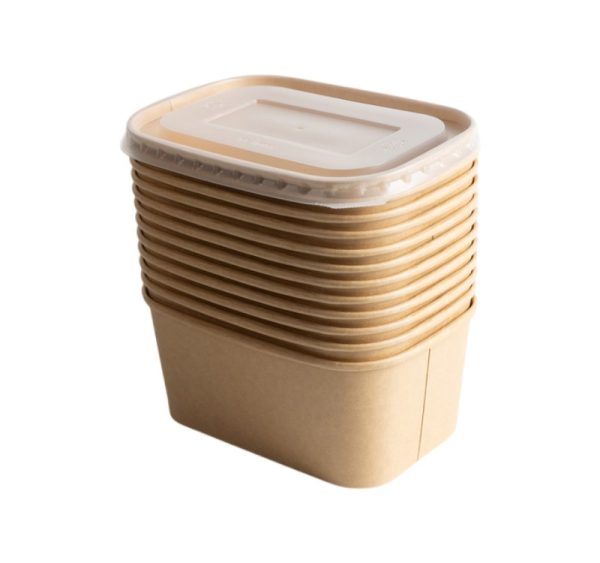 Papirnata posuda 1000 ml 170х120 mm kraft s poklopcem [300 kom/pak]