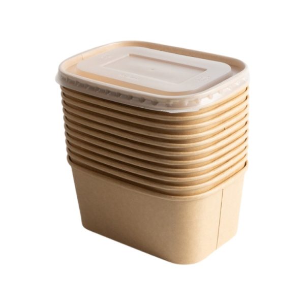 Papirnata posuda 1000 ml 170х120 mm kraft s poklopcem [300 kom/pak]