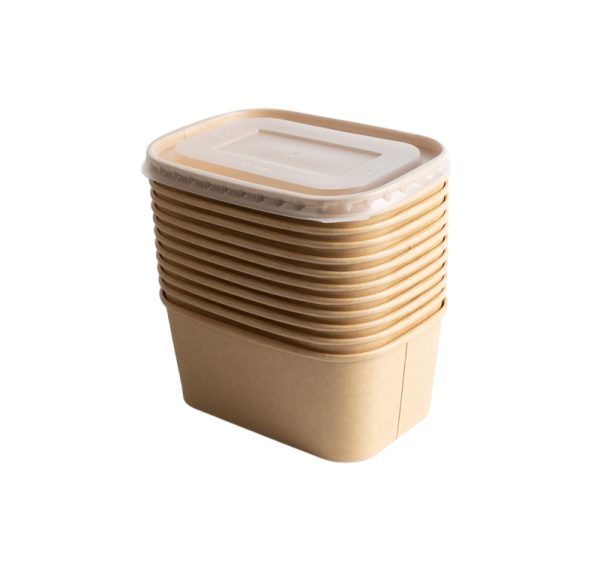 Papirnata posuda 1000 ml 170х120 mm kraft s poklopcem [300 kom/pak]