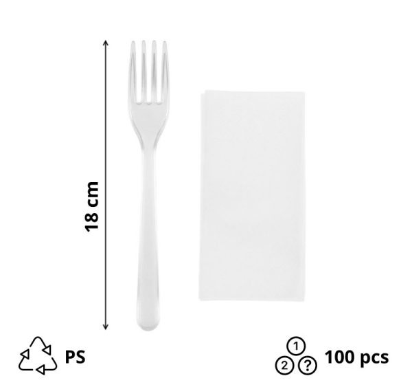 Komplet 2 plastični (viljuška, salveta) u posebnom pakovanju transparentan [100 kom/pak]