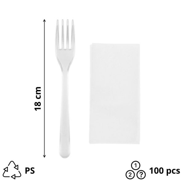 Komplet 2 plastični (viljuška, salveta) u posebnom pakovanju transparentan [100 kom/pak]