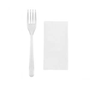 Komplet 2 plastični (viljuška, salveta) transparentan [100 kom/pak]