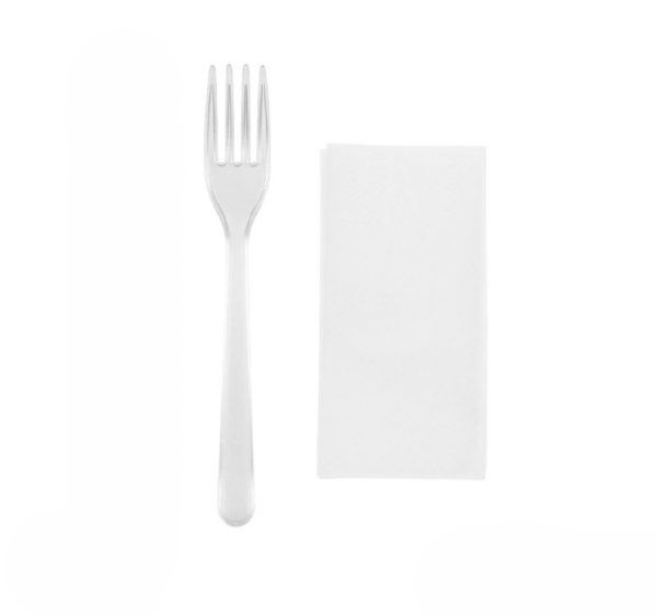 Komplet 2 plastični (viljuška, salveta) u posebnom pakovanju transparentan [100 kom/pak]