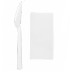 Komplet 2 plastični (viljuška, salveta) transparentan