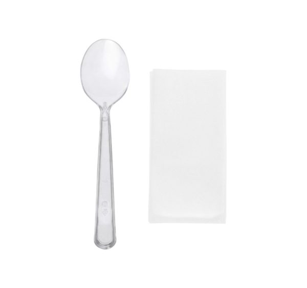 Komplet 2 plastični (kašika, salveta) u posebnom pakovanju transparentan [100 kom/pak]