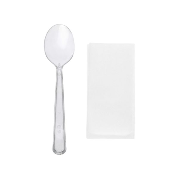 Komplet 2 plastični (kašika, salveta) u posebnom pakovanju transparentan [100 kom/pak]